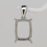 Sterling Silver Semi Mount Pendant Setting Cushion CU 12x10mm L236P235W - D350 - Syzjewelry